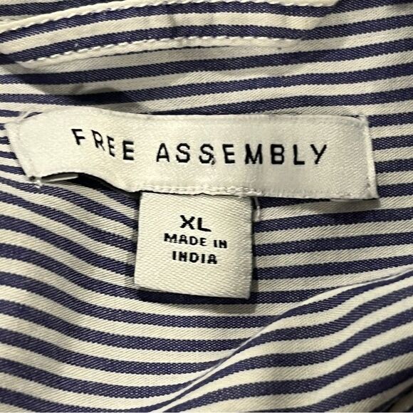 Free Assembly Striped Button-Up casual Dress with Waist Tie size extra large - Picture 10 of 15